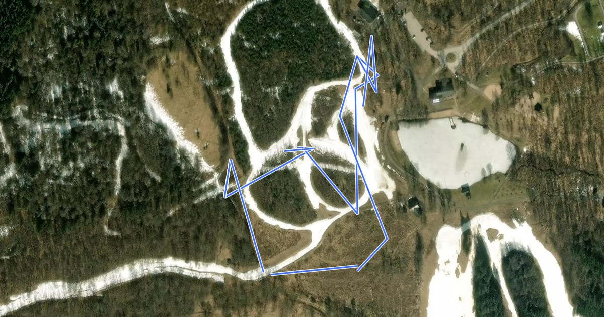 Маршрут MTB-spår Blå на спутниковом снимке