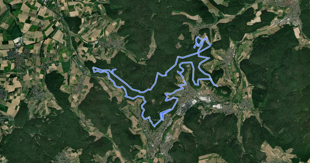 Маршрут MTB-Strecke Breuberg 1 на спутниковом снимке