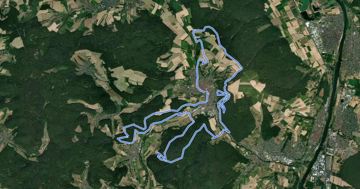 Маршрут MTB-Strecke Mömlingen 1 на спутниковом снимке