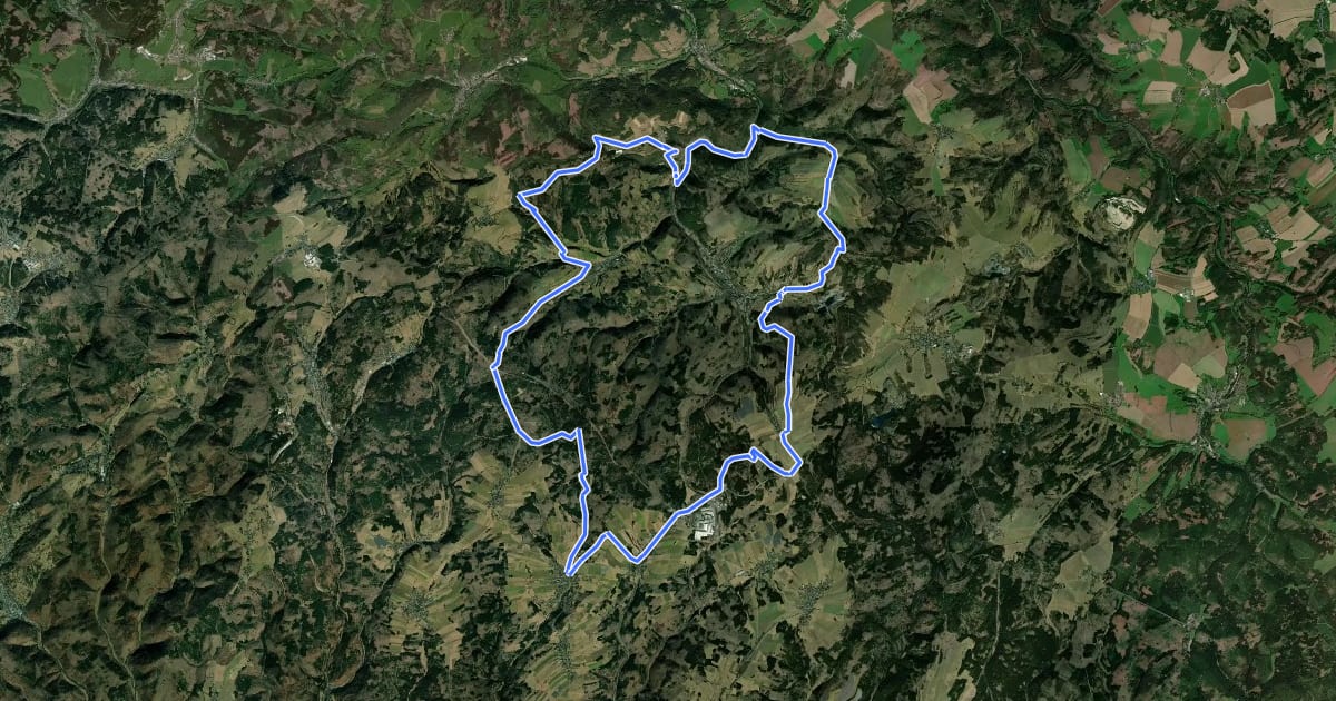 Маршрут MTB-Tour 1: Rennsteig-Region Nord на спутниковом снимке