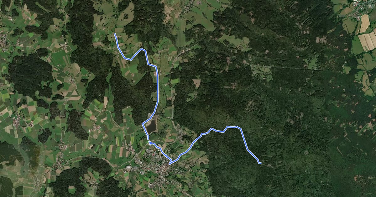 Маршрут MTB-Tour 10 Waldmünchner Čerchov-Tour на спутниковом снимке