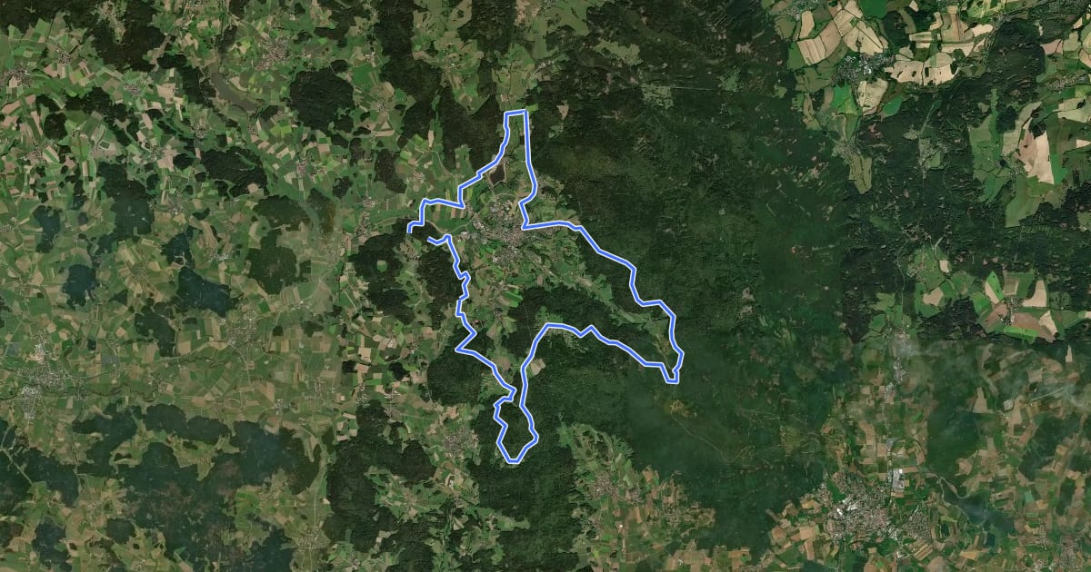 Маршрут MTB-Tour 12 Rund um Waldmünchen на спутниковом снимке