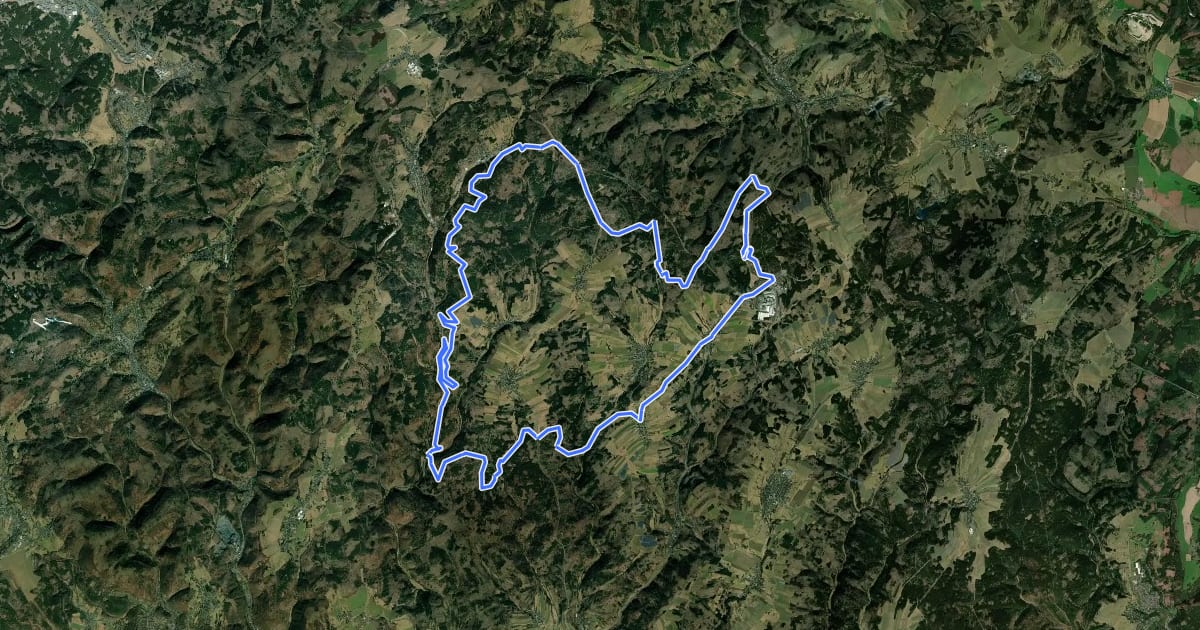 Маршрут MTB-Tour 2: Rennsteig-Region West на спутниковом снимке