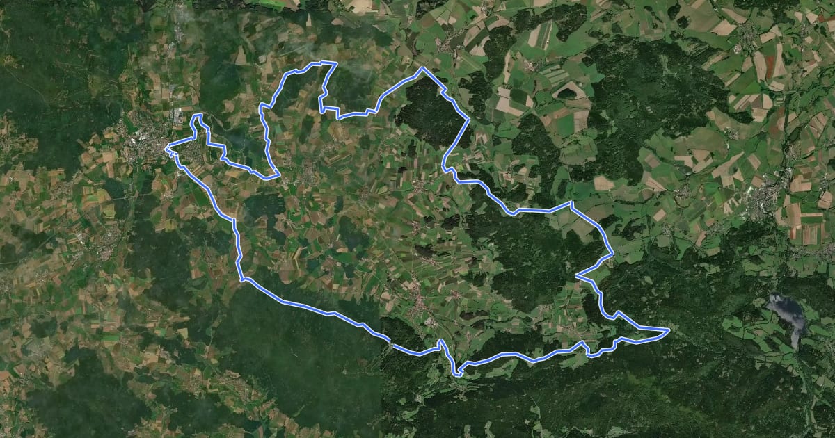 Маршрут MTB-Tour 22 Grenzlandtour на спутниковом снимке