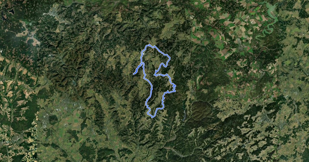 Маршрут MTB-Tour 3: Rennsteig-Region Süd на спутниковом снимке