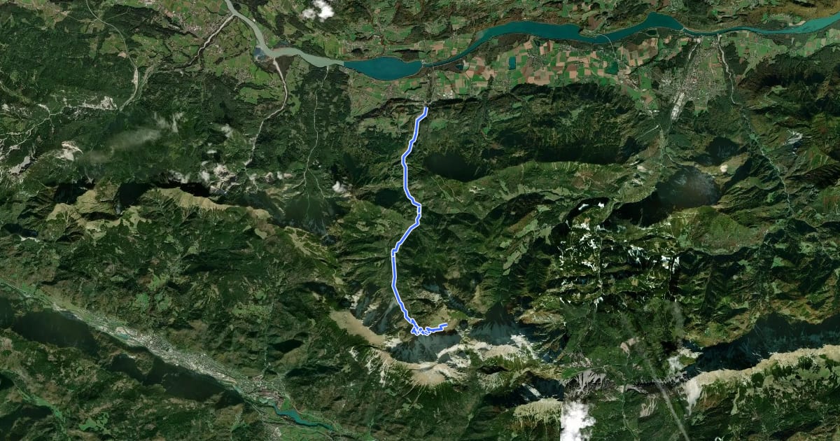 Маршрут MTB-Tour zur Klagenfurter Hütte на спутниковом снимке