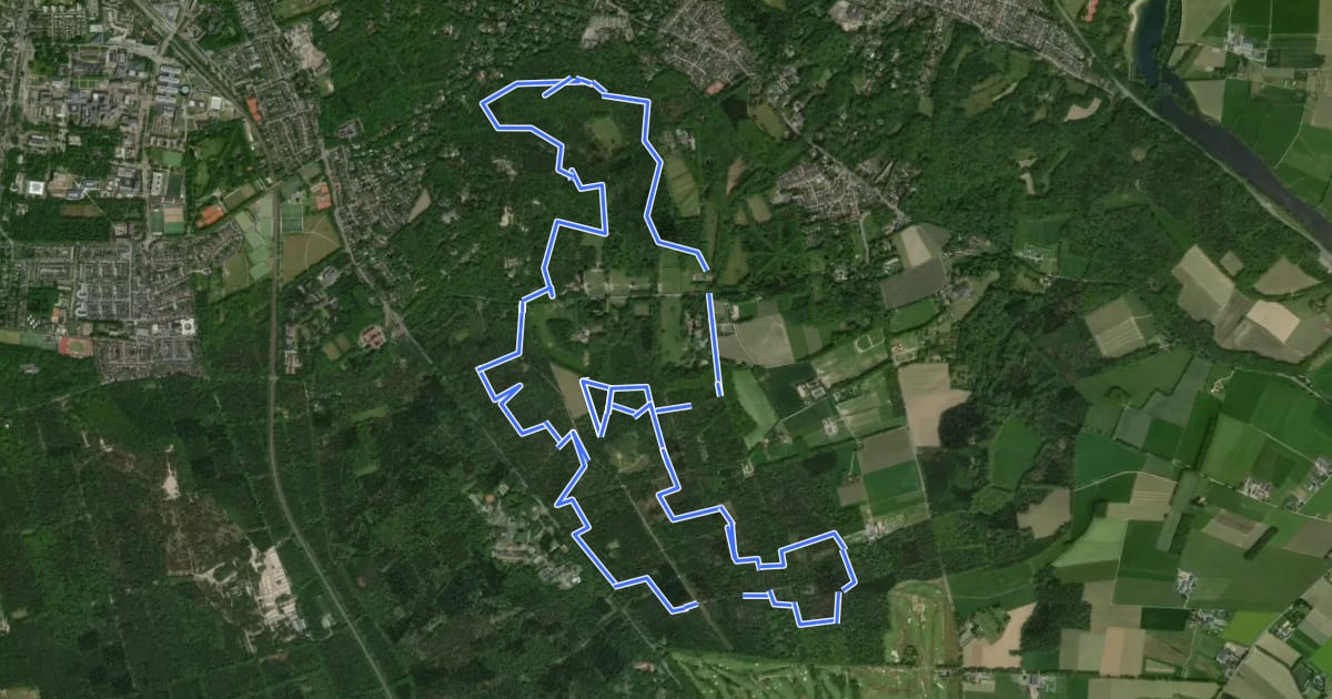 Маршрут MTB Trek Nijmegen (Rood) на спутниковом снимке