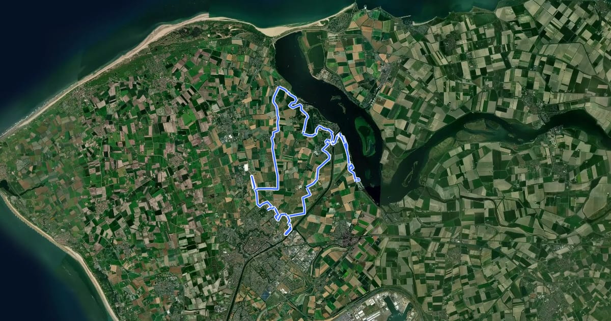 Маршрут MTB Veere на спутниковом снимке