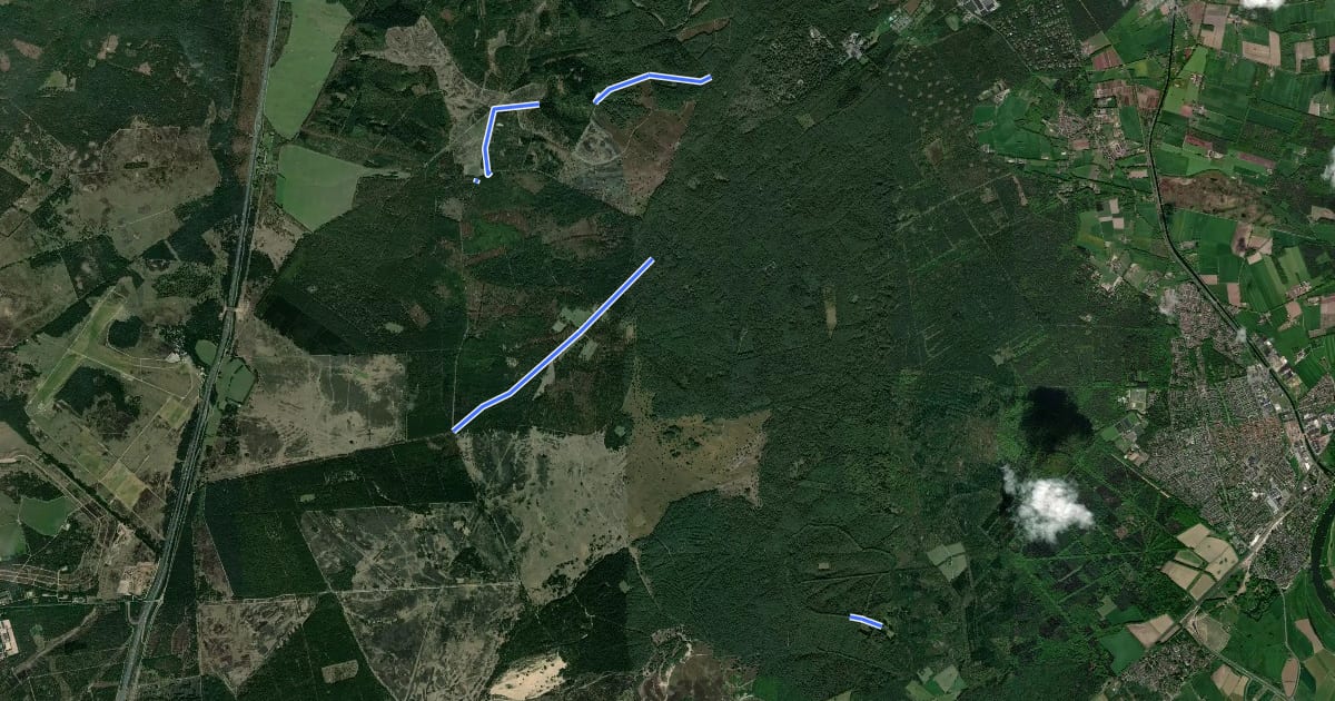 Маршрут MTB Veluwezoom-blauw-afkortroutes на спутниковом снимке