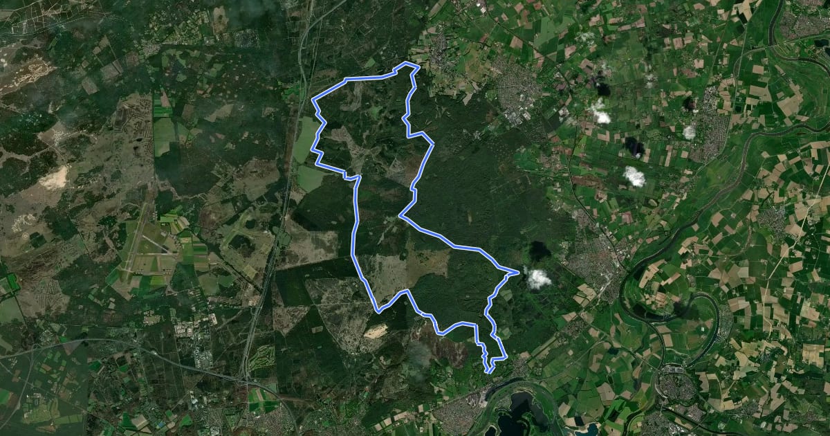 Маршрут MTB Veluwezoom-Groen-Gravelroute на спутниковом снимке