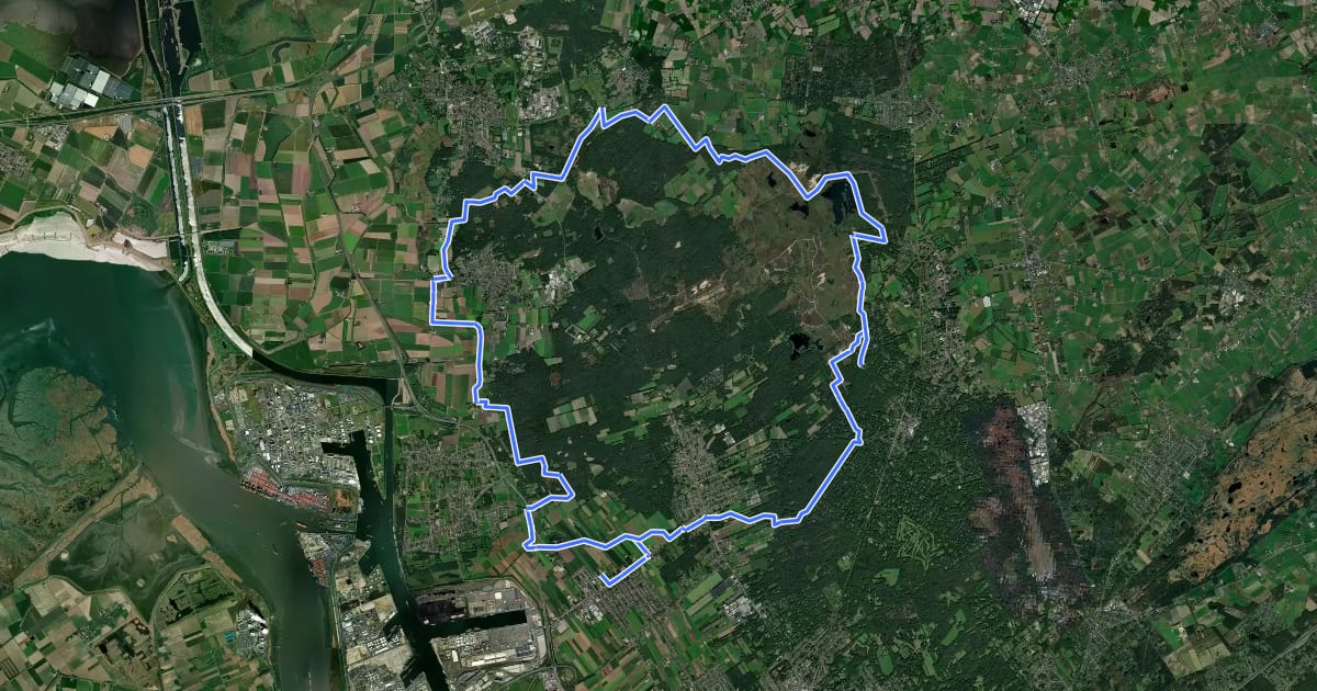 Маршрут MTB Verbindingslus Grenspark на спутниковом снимке