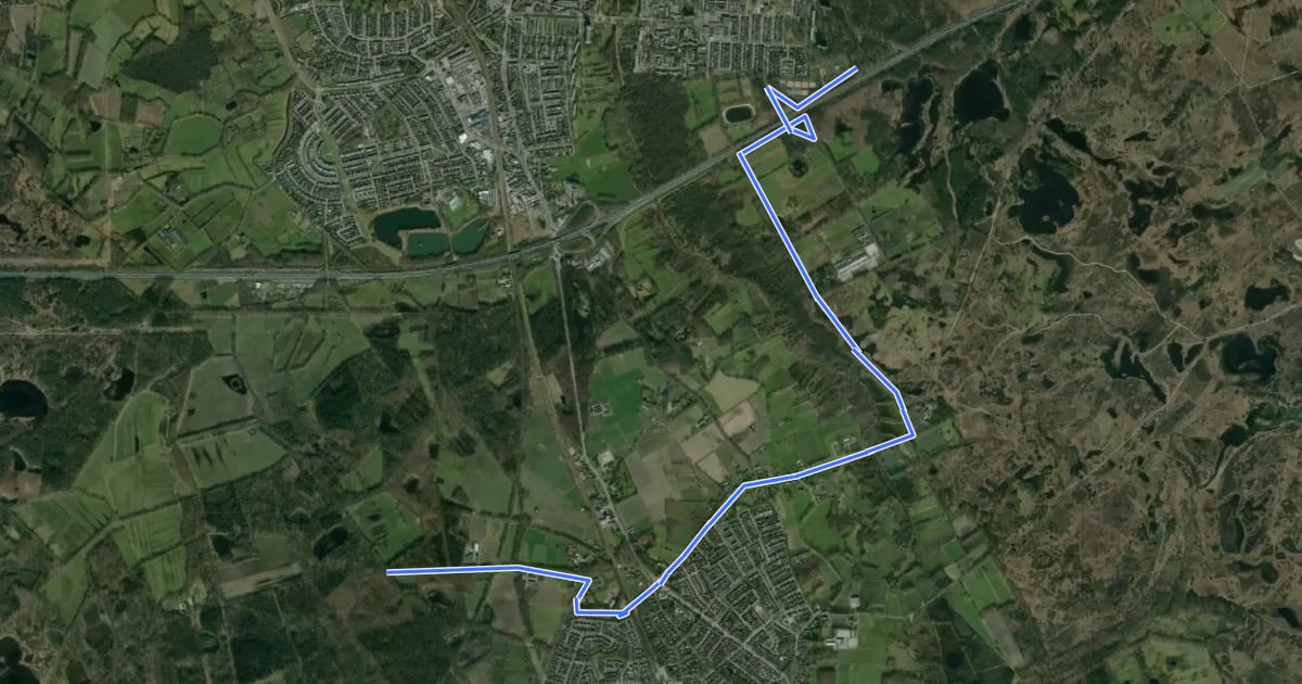 Маршрут MTB-verbindingsroute Groote Heide - Mierlo на спутниковом снимке