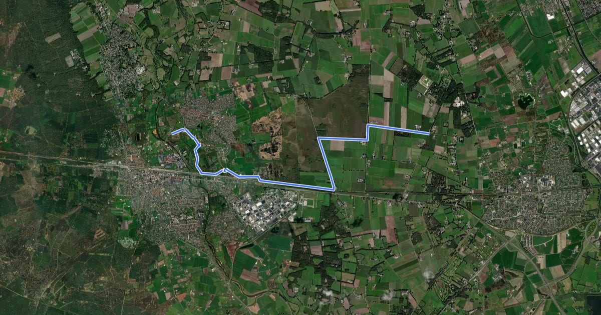 Маршрут MTB-verbindingsroute Reggedal-Wierden на спутниковом снимке
