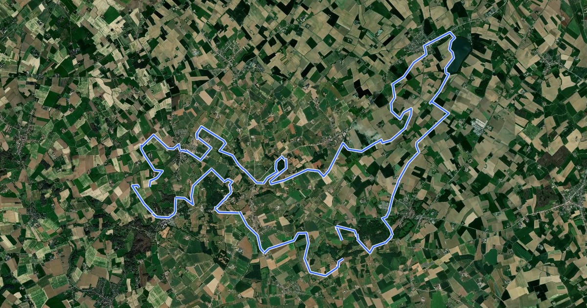 Маршрут MTB West-Vlaamse Heuvels rood на спутниковом снимке
