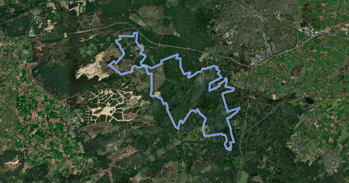 Маршрут MTB-Zandenwoud-Hoofdroute на спутниковом снимке