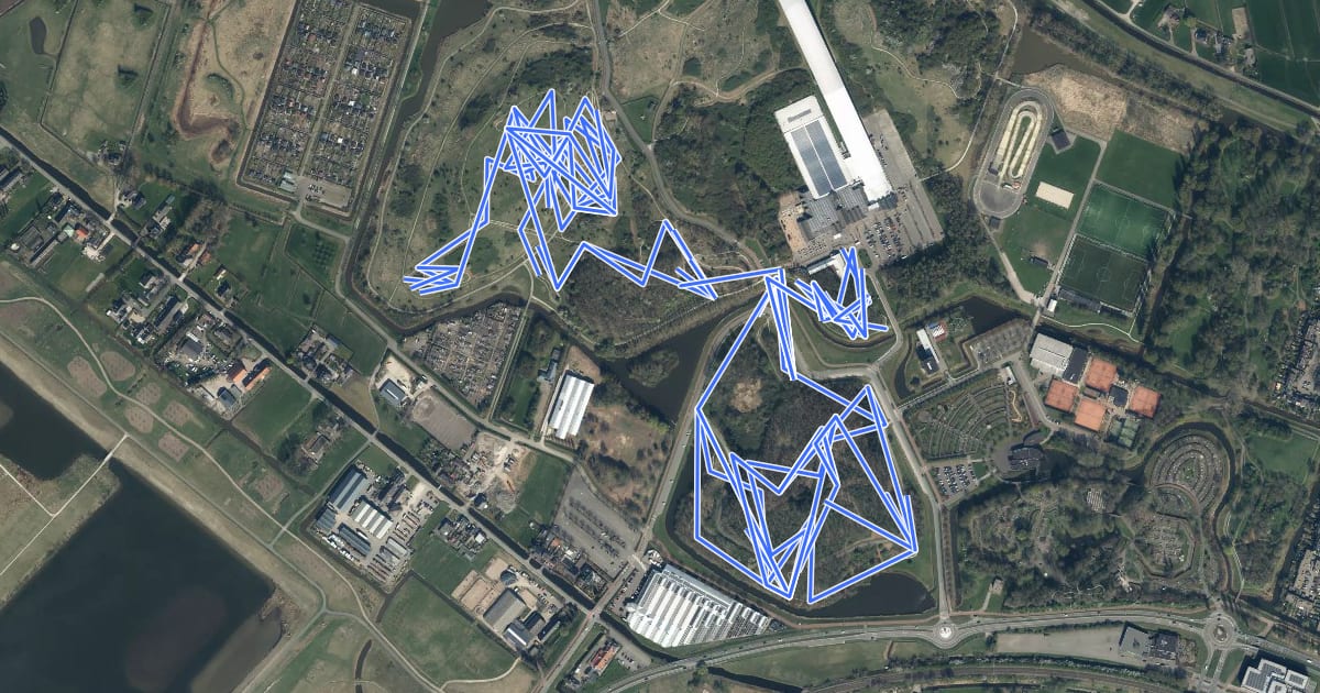 Маршрут MTB Zoetermeer - Hoofdroute на спутниковом снимке