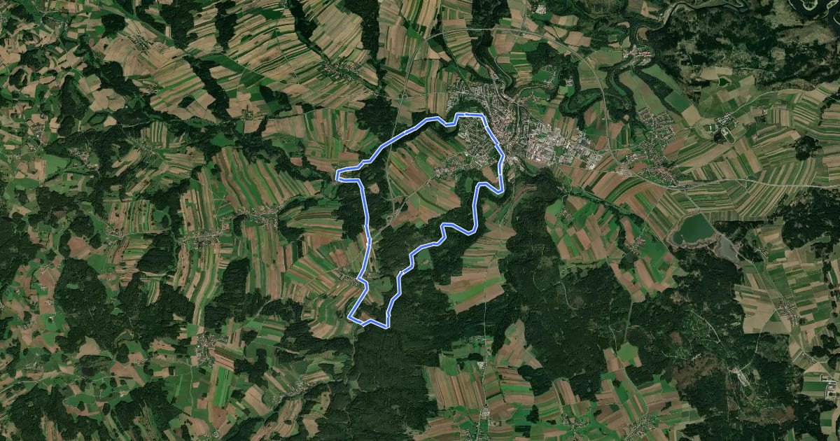 Маршрут MTB-Zwei Flüsse-Tour на спутниковом снимке