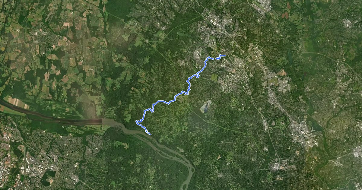 Маршрут Muddy Branch Greenway Trail на спутниковом снимке