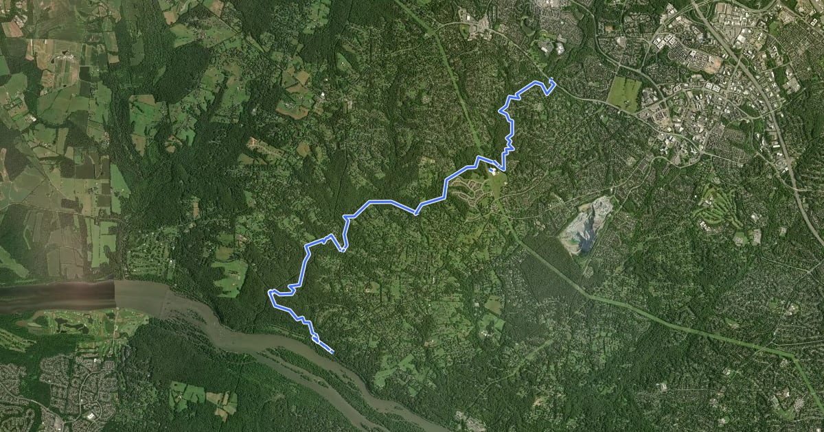 Маршрут Muddy Branch Horse Trail на спутниковом снимке