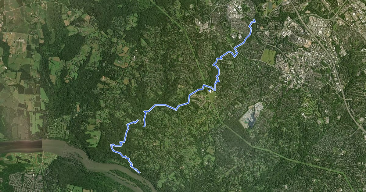 Маршрут Muddy Branch Mtb Route на спутниковом снимке