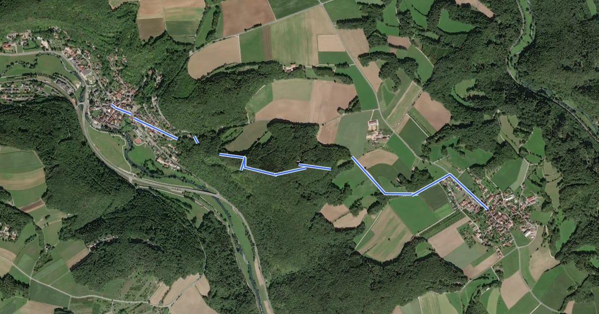 Маршрут Muggendorf-Oswaldhöhe-Hohes Kreuz-Engelhardsberg на спутниковом снимке