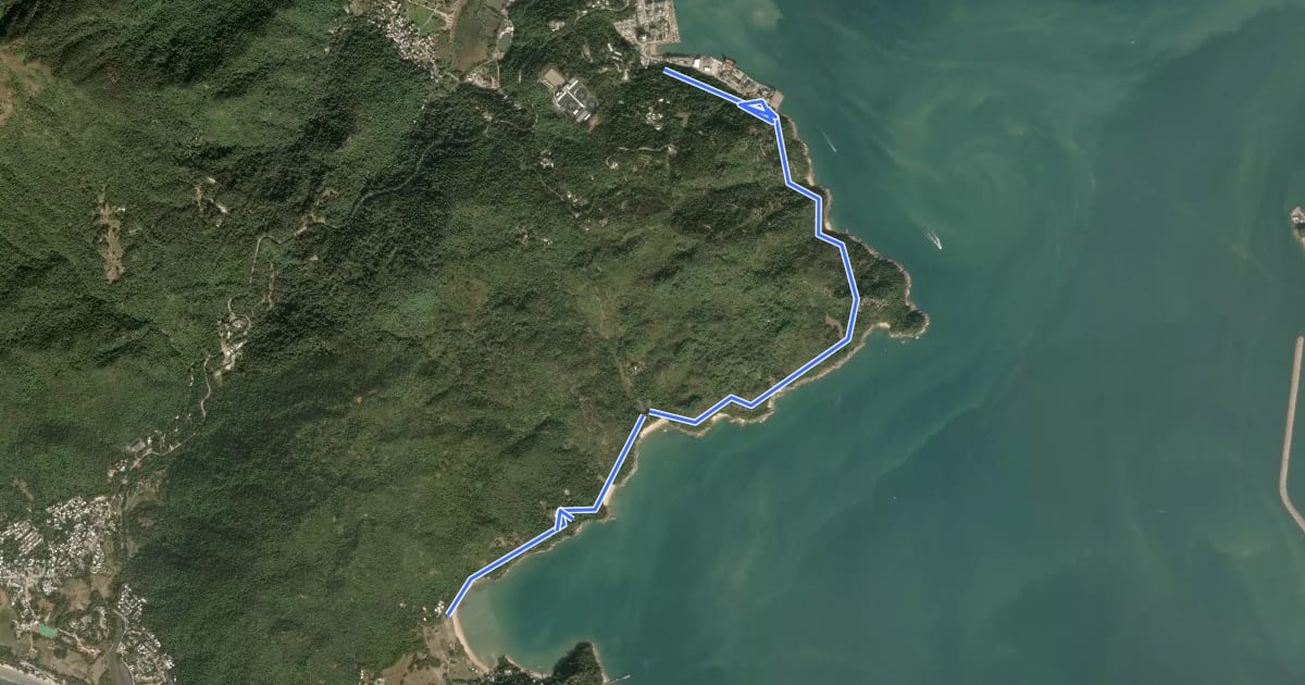 Маршрут Mui Wo to Pui O Mountain Bike Trail на спутниковом снимке