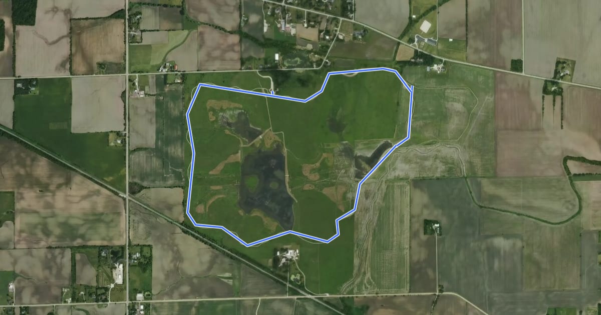 Маршрут Muirhead Springs Forest Preserve на спутниковом снимке