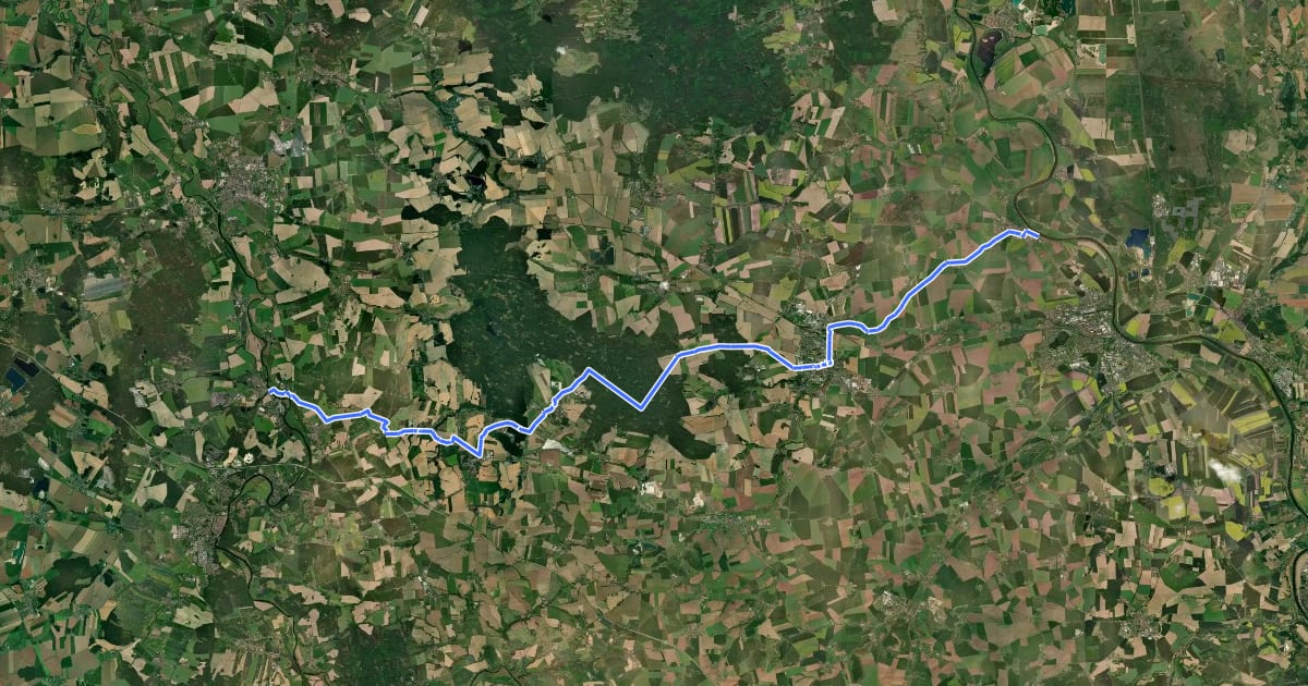 Маршрут Mulde–Elbe-Radroute на спутниковом снимке