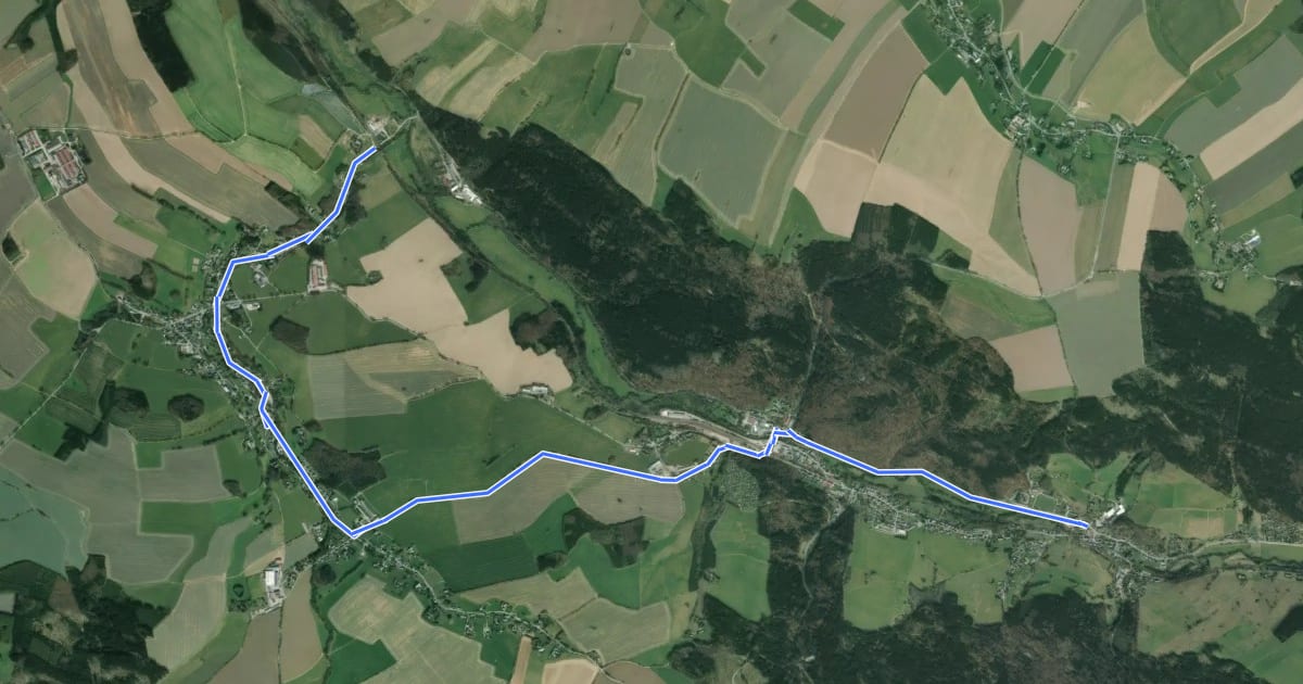 Маршрут Muldental-Wanderweg (Freiberger Mulde) на спутниковом снимке
