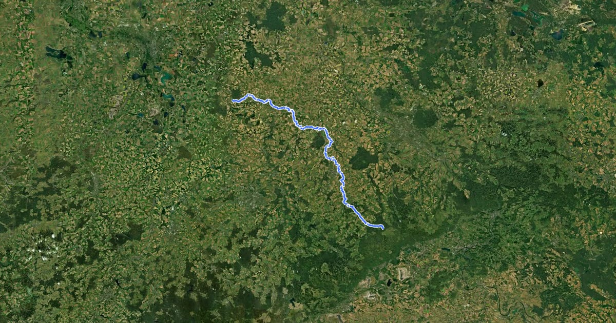 Маршрут Mulderadweg [Freiberger Mulde] на спутниковом снимке