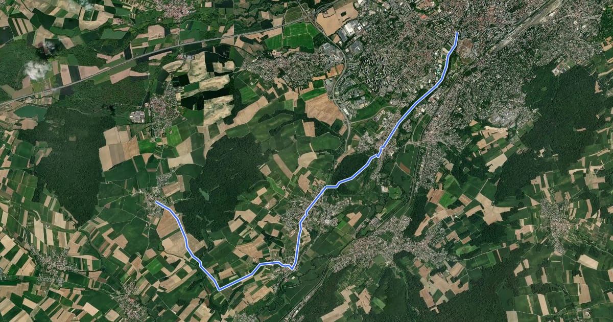 Маршрут Mulhouse - Galfingue - Jonction GR531 на спутниковом снимке