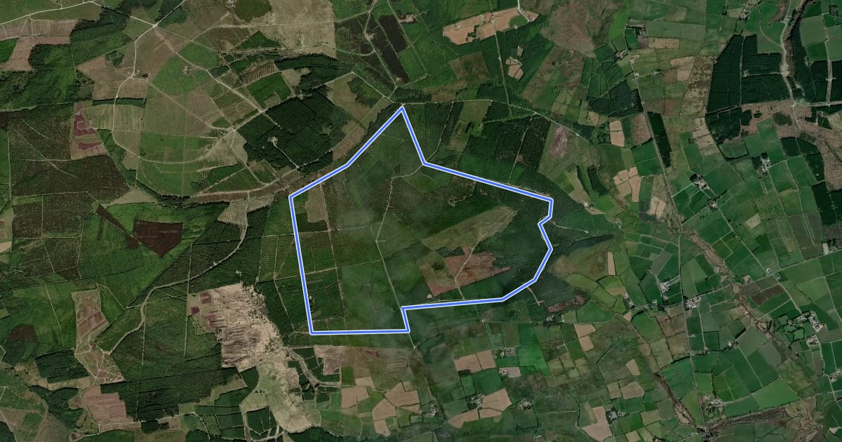 Маршрут Mullaghareirk - Rowls - Langford Loop на спутниковом снимке