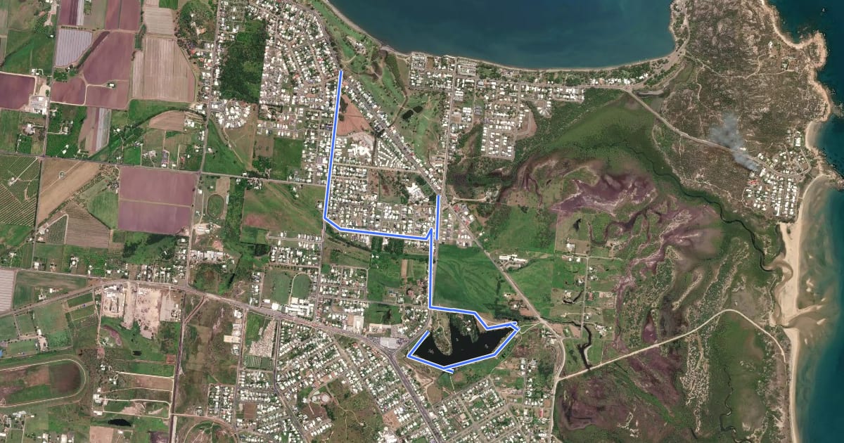 Маршрут Muller's Lagoon to Queens Bay на спутниковом снимке