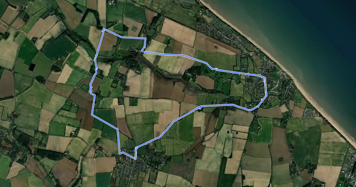 Маршрут Mundesley Circular Walk на спутниковом снимке