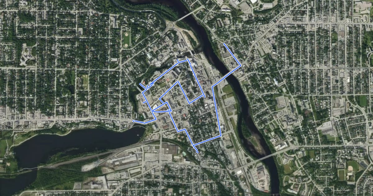 Маршрут Murales de Sherbrooke на спутниковом снимке