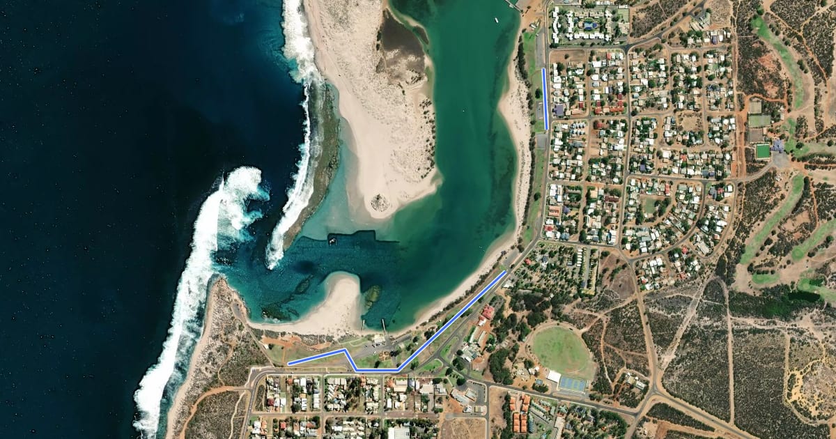 Маршрут Murchison River Foreshore path на спутниковом снимке