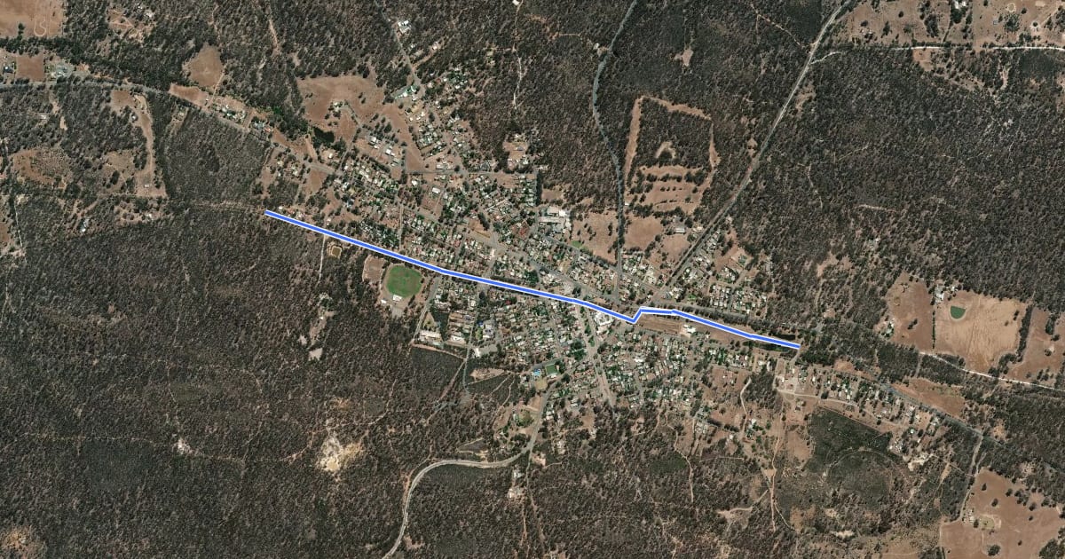 Маршрут Murchison to Rushworth Rail Trail на спутниковом снимке