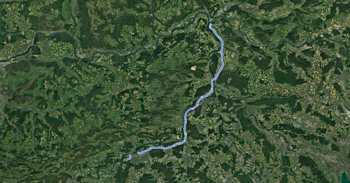 Маршрут Murgenthal-Olten,Aarau-Koblenz на спутниковом снимке
