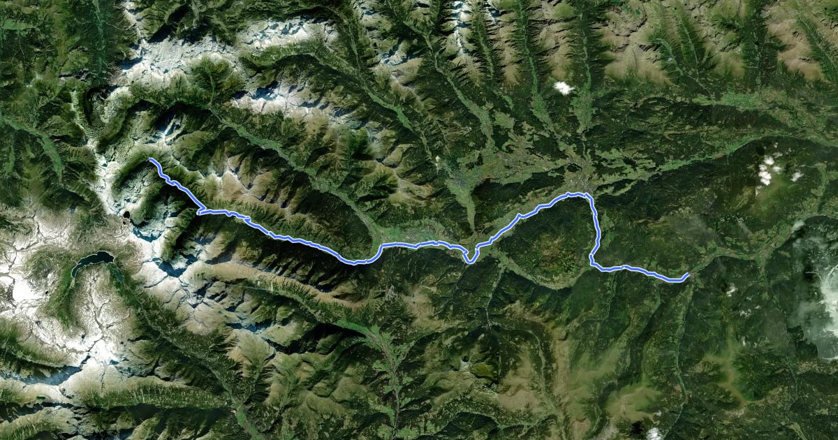 Маршрут Murradweg Abs. 1 (Sticklerhütte - Predlitz) на спутниковом снимке
