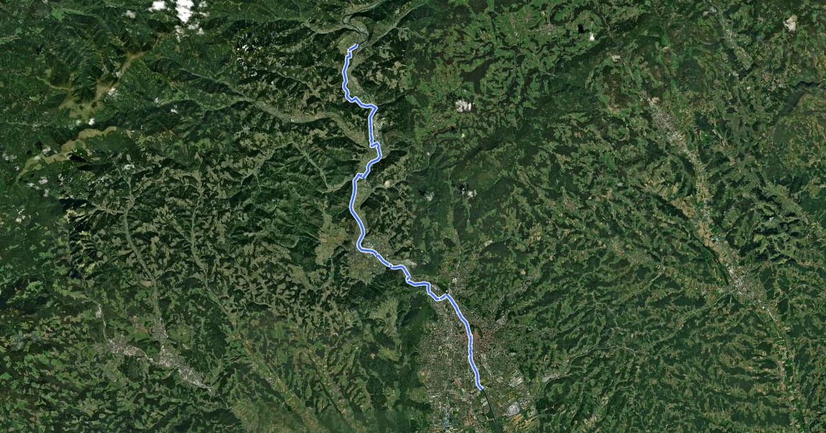 Маршрут Murradweg Abs. 4a Westufer (Frohnleiten - Graz) на спутниковом снимке