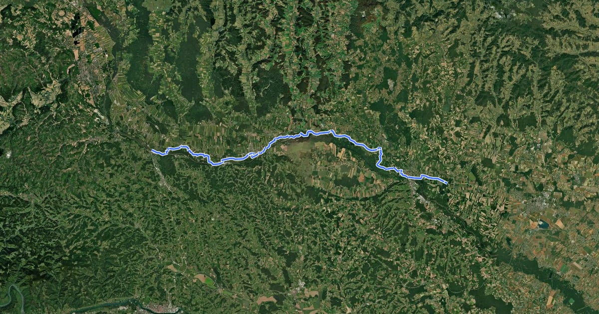Маршрут Murradweg Abs. 6 (Spielfeld – Bad Radkersburg) на спутниковом снимке