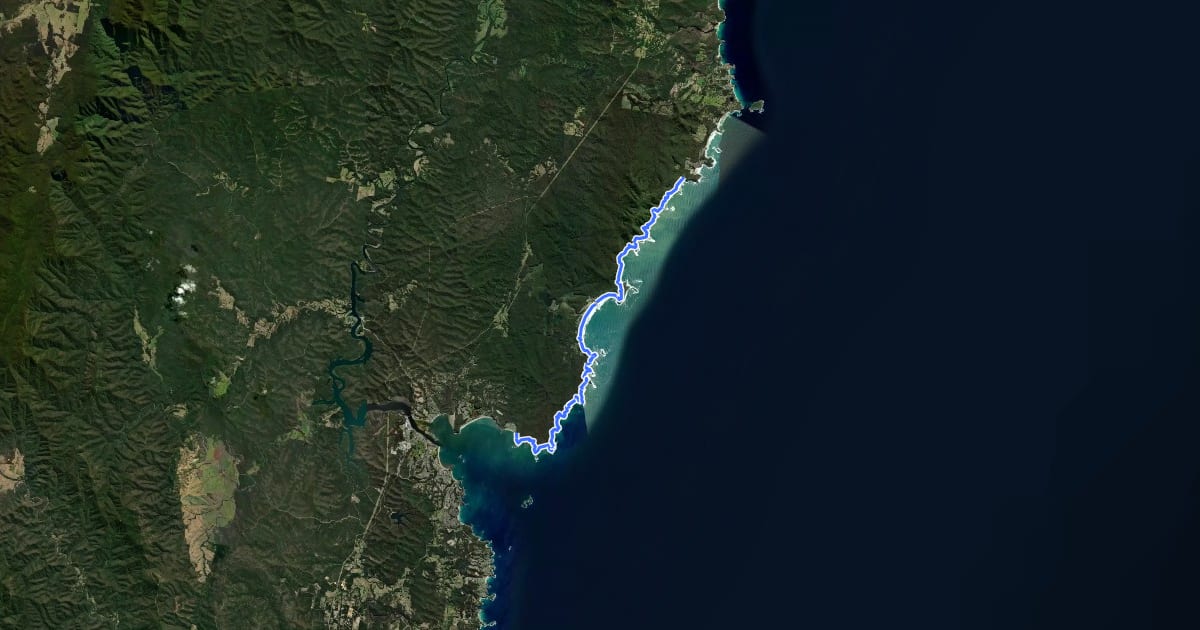 Маршрут Murramarang South Coast Walk на спутниковом снимке
