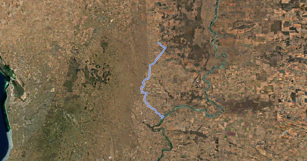 Маршрут Murray Plains Cycle Trek на спутниковом снимке