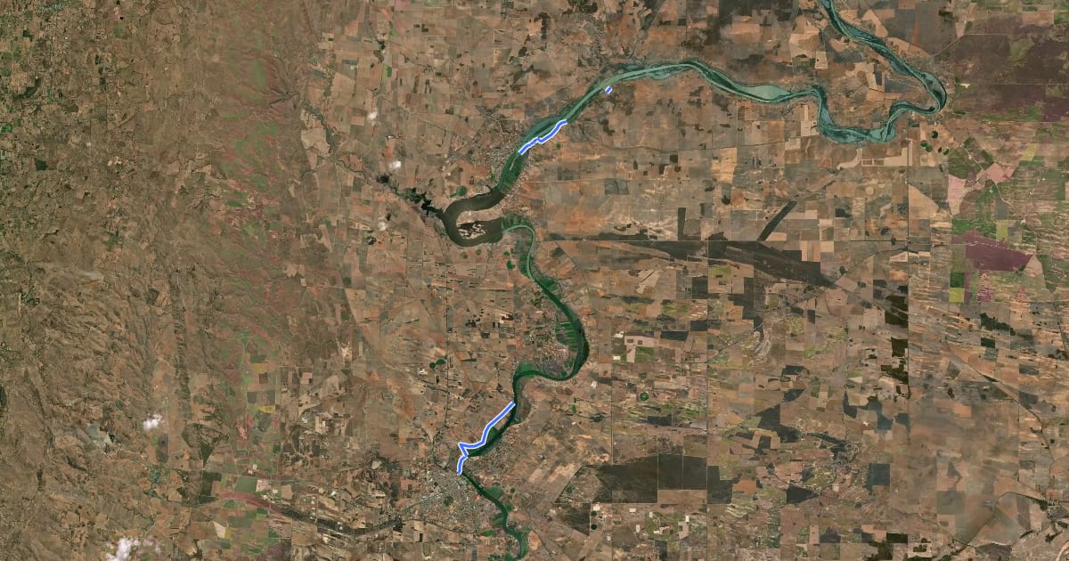 Маршрут Murraylands River Trail на спутниковом снимке