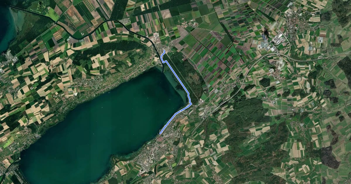 Маршрут Murten Schiffstation – Sugiez gare на спутниковом снимке