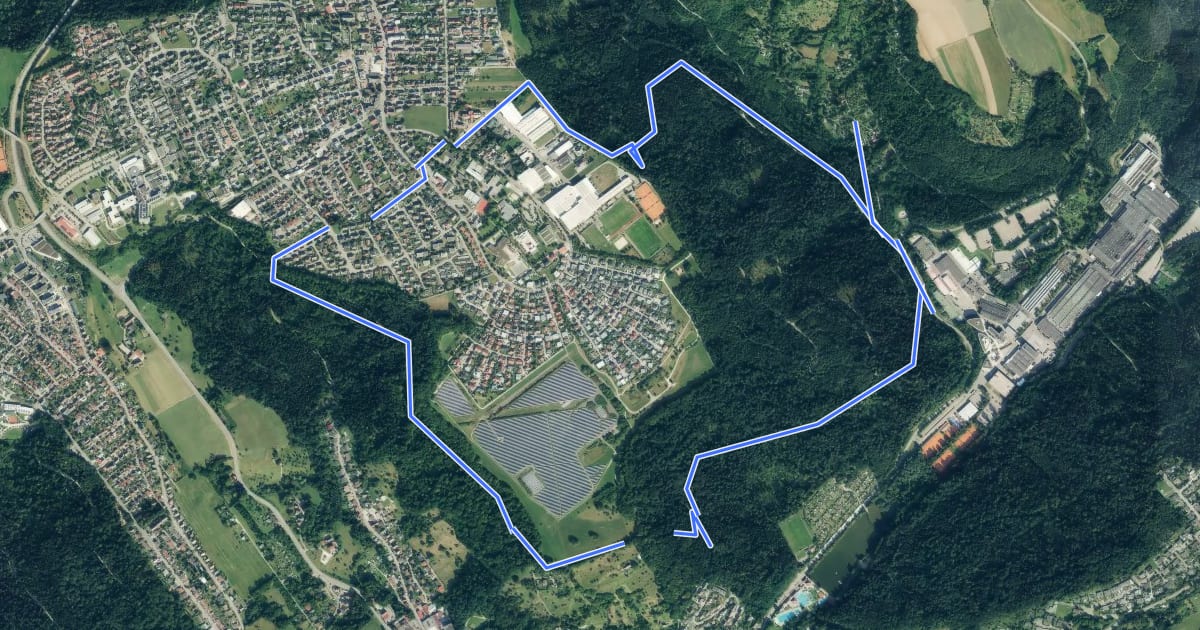 Маршрут Mutlangen Rundwanderweg 4b на спутниковом снимке