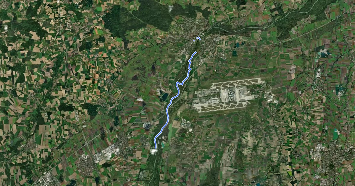 Маршрут MVV Wanderweg Dreieck на спутниковом снимке
