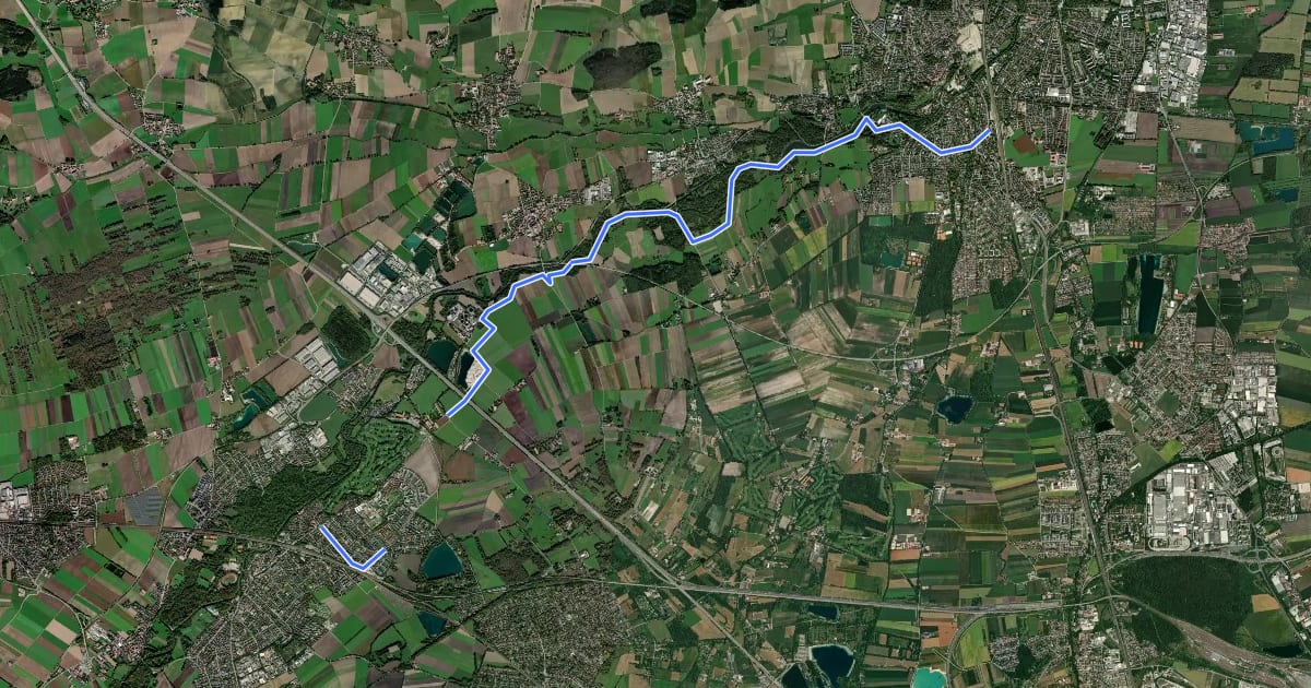 Маршрут MVV Wanderweg Dreieck Dachau Olching на спутниковом снимке