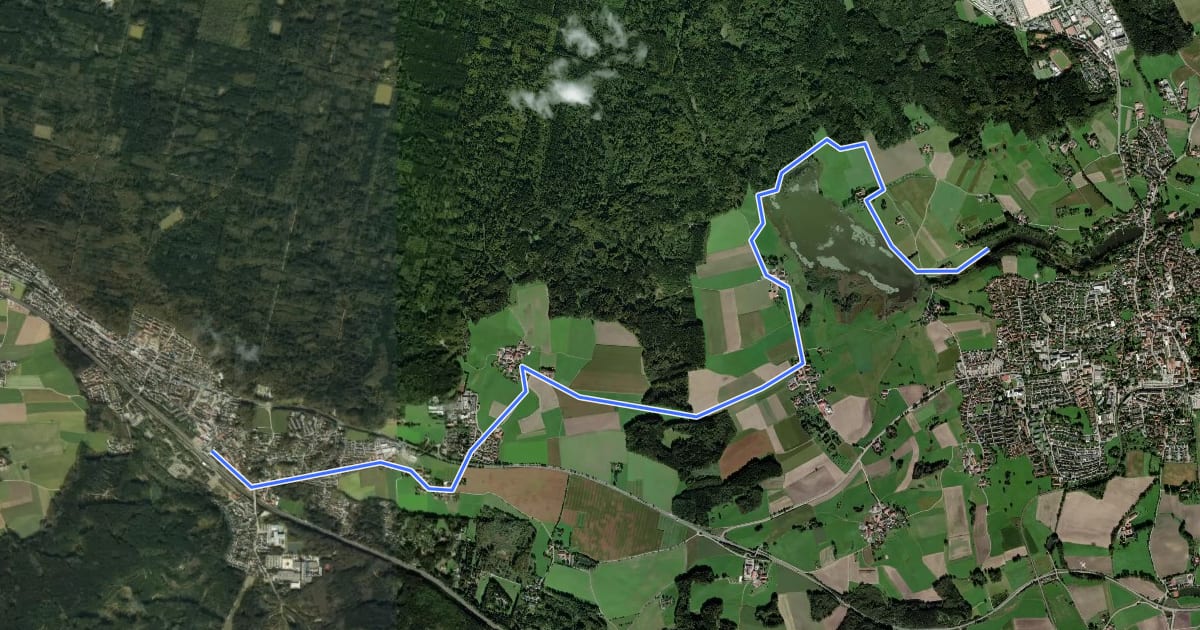 Маршрут MVV Wanderweg Dreieck (Kirchseeon - Ebersberg) на спутниковом снимке