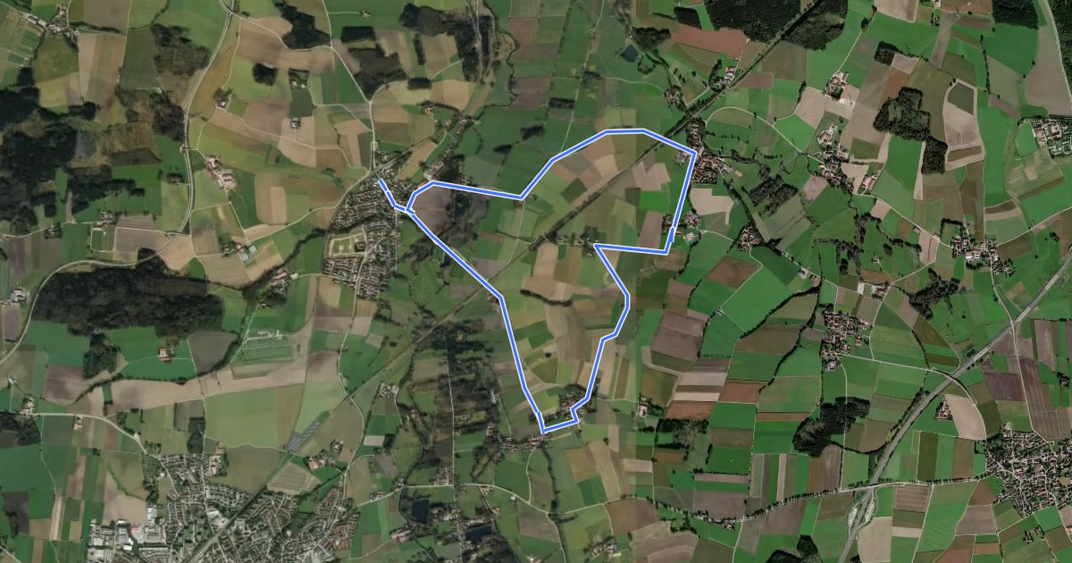 Маршрут MVV Wanderweg Dreieck Ottenhofen на спутниковом снимке